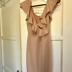 Just Me Ruffle Overlay Bodycon Dress